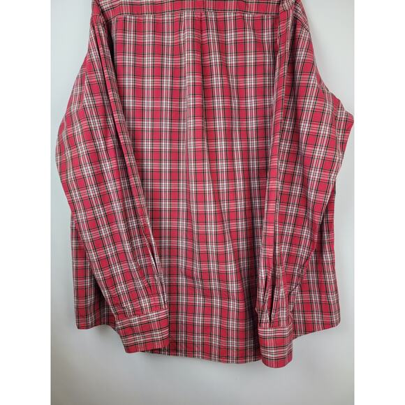 Lands End Men's Red Plaid Long Sleeve Button Up Shirt XLT 17-17.5 - Picture 8 of 10